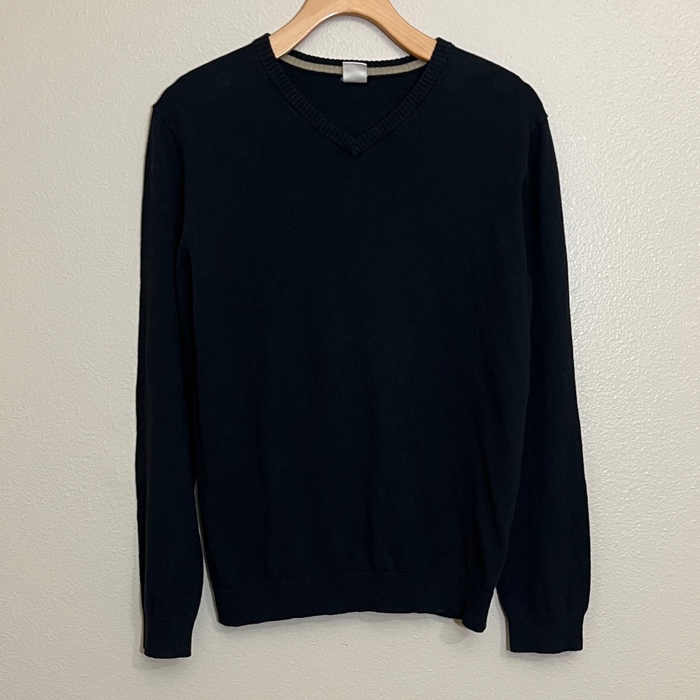 Tucker + Tate Black Neutral Cotton Cashmere Blend Pullover V-Neck Sweater